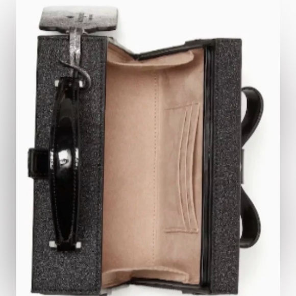 Kate Spade Black Glitter Wrapping Party Satchel | Crossbody Bow Purse | NWT - Picture 8 of 12